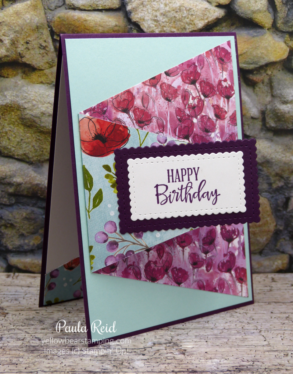 Peaceful Poppies DSP Pendant Fold Card | Yellow Bear Stamping