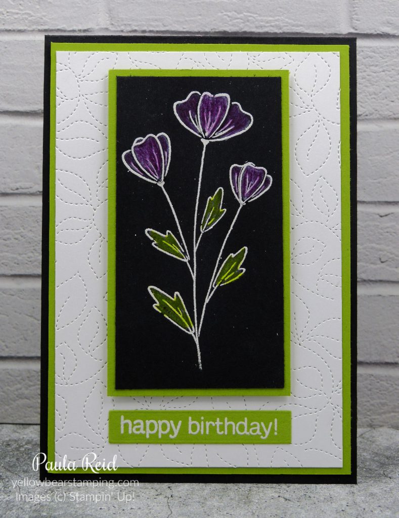 Black Magic Technique using Flowers of Friendship, White heat embossing and Watercolour pencils