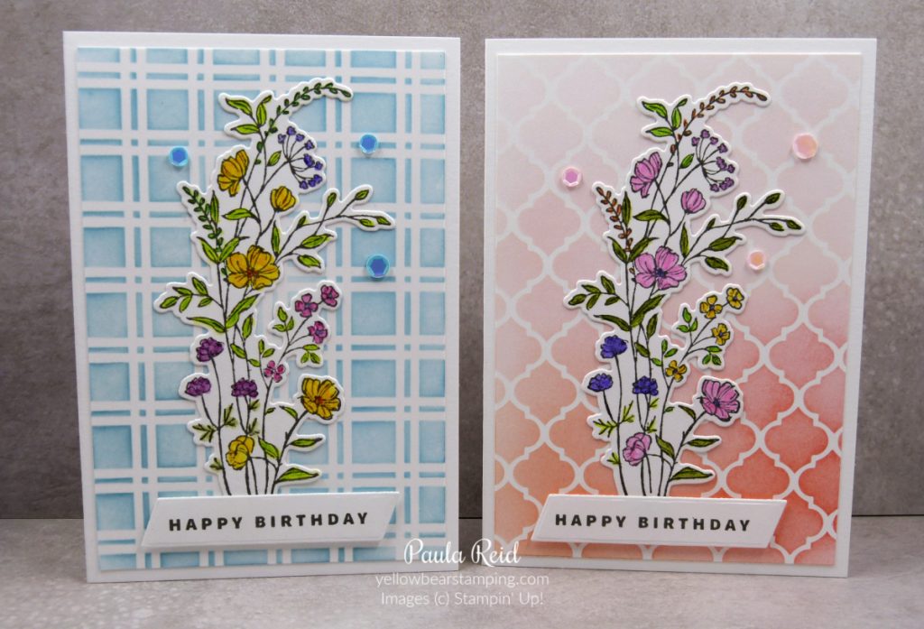 Notecards using Dainty Delight Bundle with Artistic Mix Decorative Masks for the background